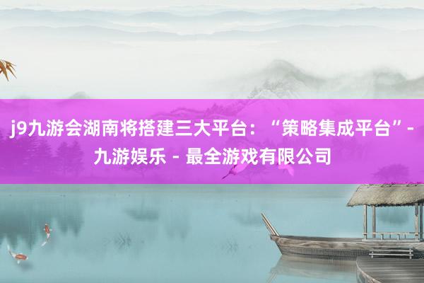 j9九游会湖南将搭建三大平台：“策略集成平台”-九游娱乐 - 最全游戏有限公司